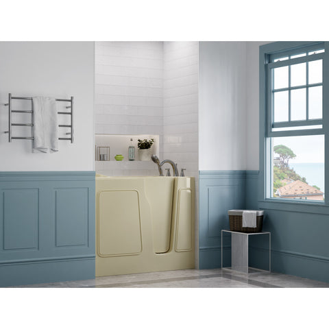 26 in. x 46 in. Right Drain Quick Fill Walk-In Soaking Tub in Biscuit