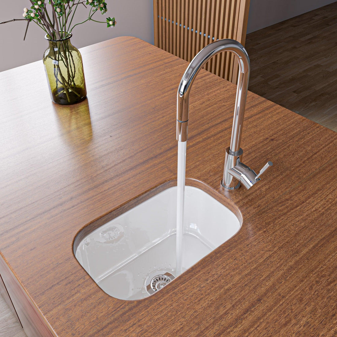 ALFI brand AB2028-PSS Solid Polished Stainless Steel Single Hole Pull Down Kitchen Faucet