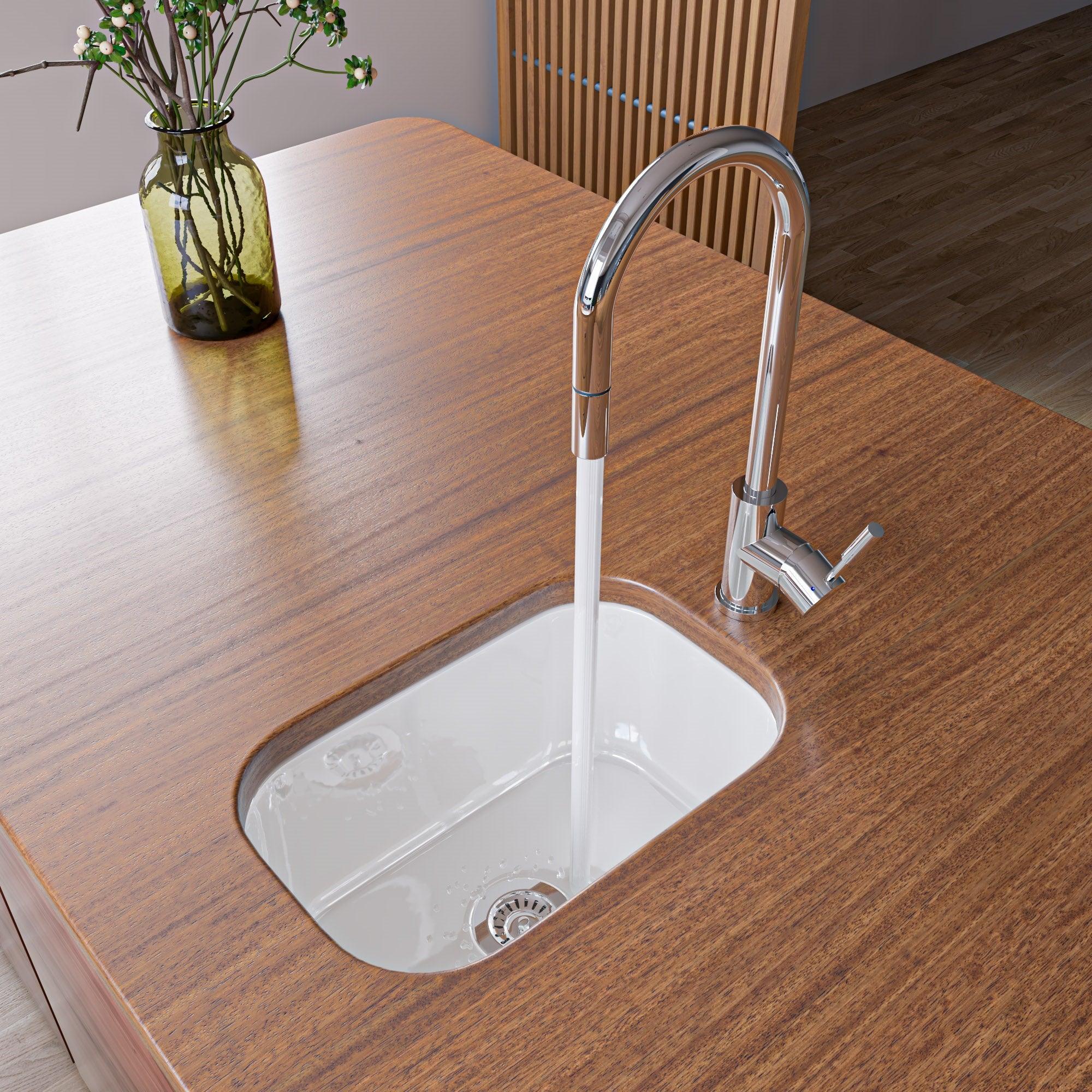 ALFI brand AB2028-PSS Solid Polished Stainless Steel Single Hole Pull Down Kitchen Faucet