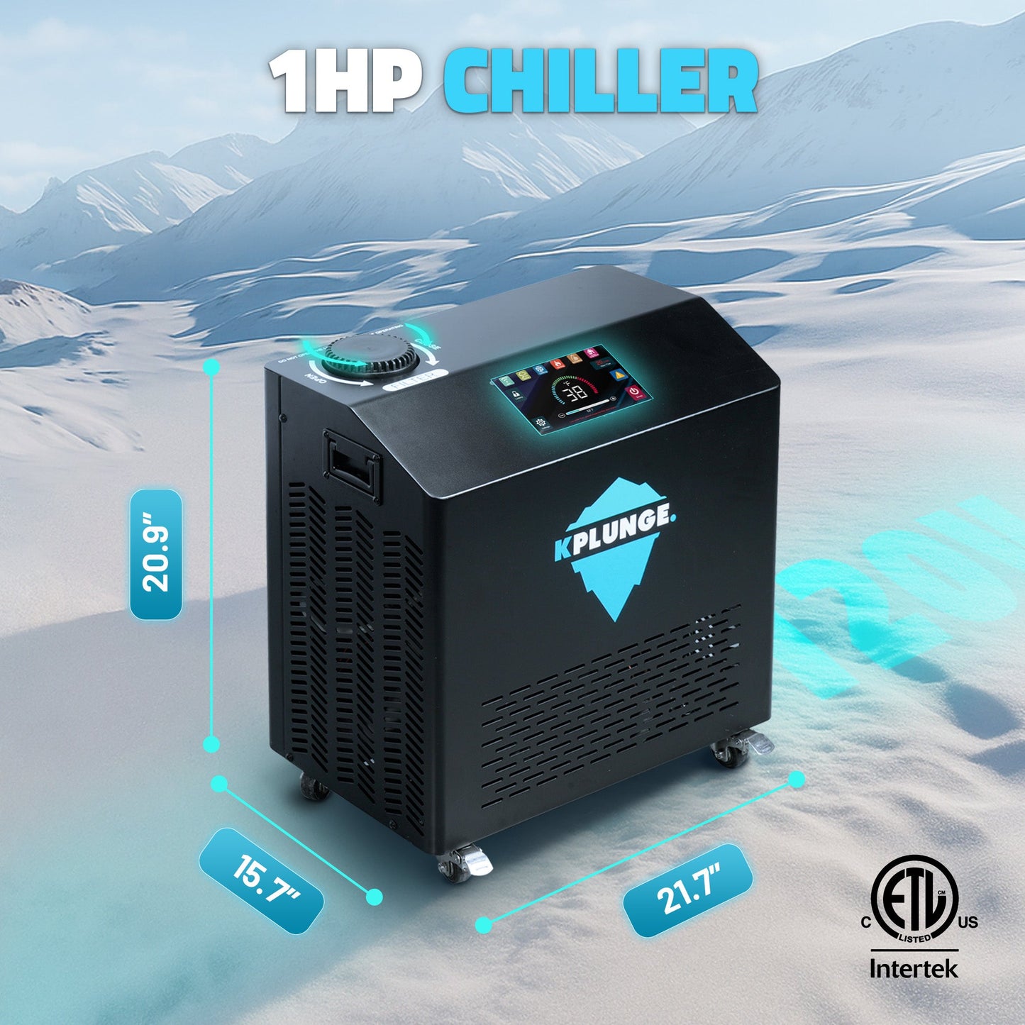 Gale 1 HP Cold Plunge Chiller and Heater in Black with 38°F–104°F Cooling & Heating, WiFi App Control, and Filter