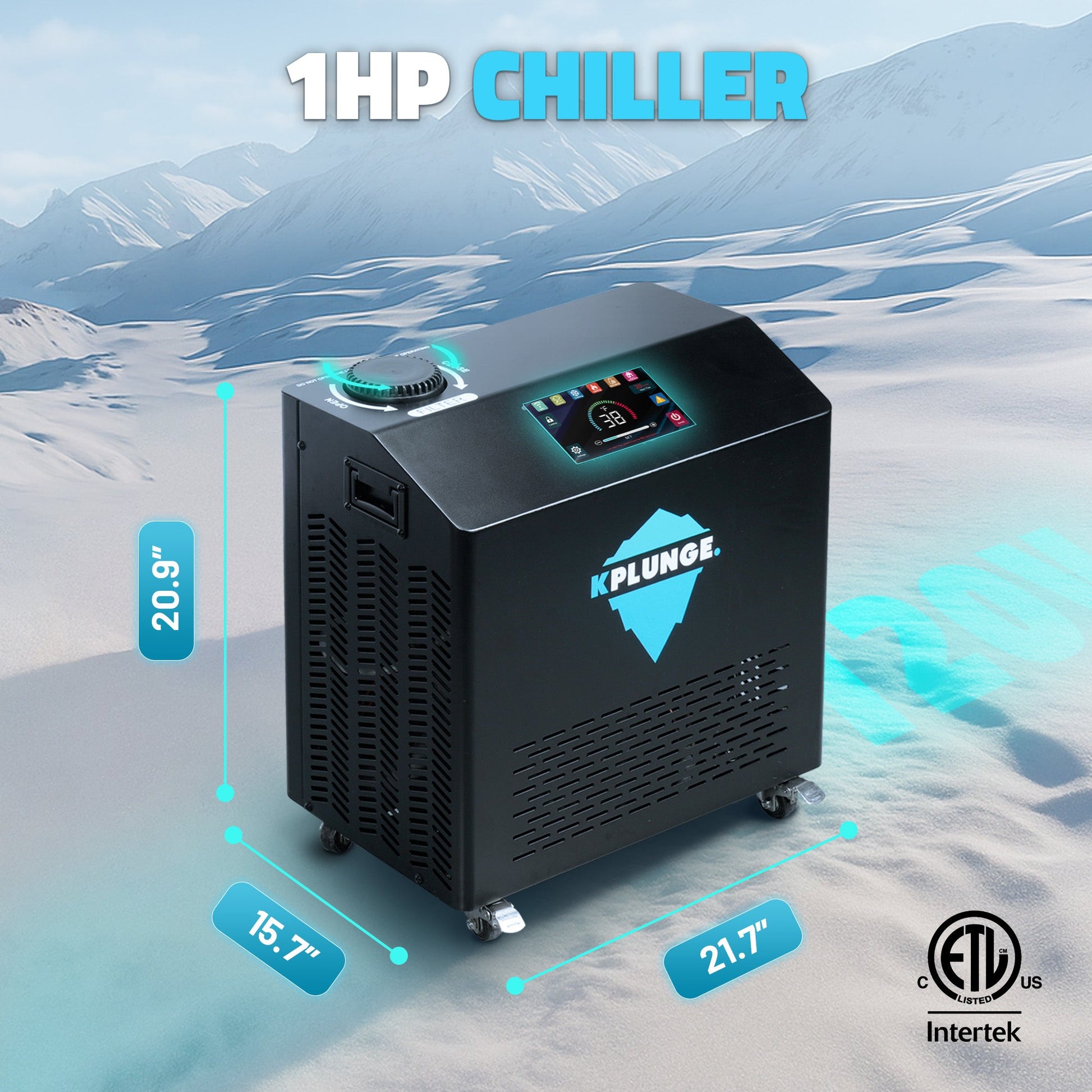 Gale 1 HP Cold Plunge Chiller and Heater in Black with 38°F–104°F Cooling & Heating, WiFi App Control, and Filter