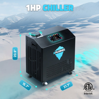 Gale 1 HP Cold Plunge Chiller and Heater in Black with 38°F–104°F Cooling & Heating, WiFi App Control, and Filter