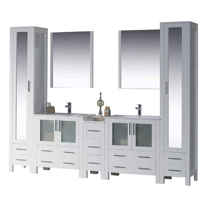 Blossom Sydney 102 Inch Vanity Base in White / Espresso / Metal Grey. Available with Ceramic Double Sinks / Ceramic Double Sinks + Mirrors / Ceramic Double Vessel Sinks / Ceramic Double Vessel Sinks + Mirrors - The Bath Vanities