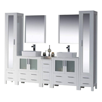 Blossom Sydney 102 Inch Vanity Base in White / Espresso / Metal Grey. Available with Ceramic Double Sinks / Ceramic Double Sinks + Mirrors / Ceramic Double Vessel Sinks / Ceramic Double Vessel Sinks + Mirrors - The Bath Vanities