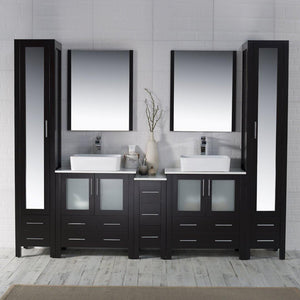 Blossom Sydney 102 Inch Vanity Base in White / Espresso / Metal Grey. Available with Ceramic Double Sinks / Ceramic Double Sinks + Mirrors / Ceramic Double Vessel Sinks / Ceramic Double Vessel Sinks + Mirrors - The Bath Vanities