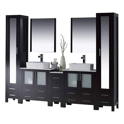 Blossom Sydney 102 Inch Vanity Base in White / Espresso / Metal Grey. Available with Ceramic Double Sinks / Ceramic Double Sinks + Mirrors / Ceramic Double Vessel Sinks / Ceramic Double Vessel Sinks + Mirrors - The Bath Vanities