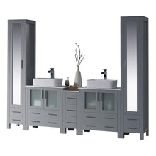 Load image into Gallery viewer, Blossom Sydney 102 Inch Vanity Base in White / Espresso / Metal Grey. Available with Ceramic Double Sinks / Ceramic Double Sinks + Mirrors / Ceramic Double Vessel Sinks / Ceramic Double Vessel Sinks + Mirrors - The Bath Vanities