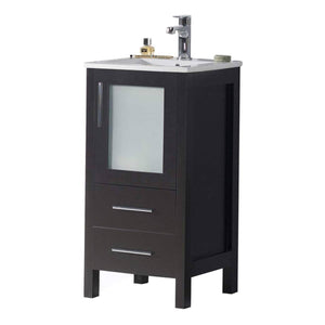 Blossom Sydney 16 Inch Vanity Base in White / Espresso / Wenge / Metal Grey. Available with Ceramic Sink / Ceramic Sink + Mirror. - The Bath Vanities