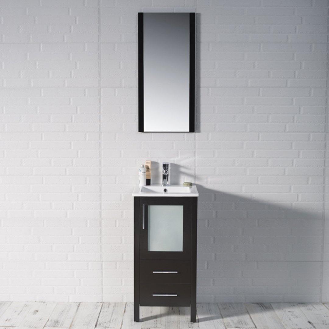 Blossom Sydney 16 Inch Vanity Base in White / Espresso / Wenge / Metal Grey. Available with Ceramic Sink / Ceramic Sink + Mirror. - The Bath Vanities