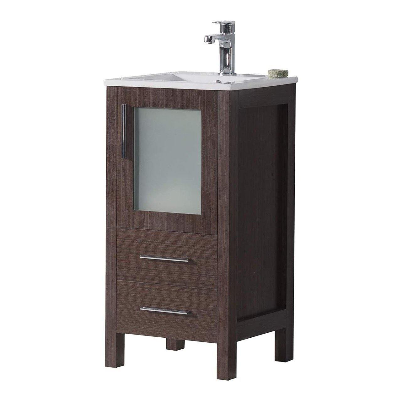 Blossom Sydney 16 Inch Vanity Base in White / Espresso / Wenge / Metal Grey. Available with Ceramic Sink / Ceramic Sink + Mirror. - The Bath Vanities