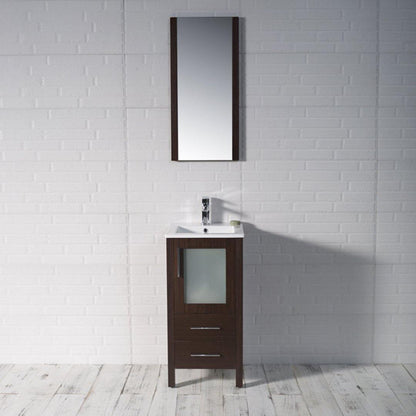 Blossom Sydney 16 Inch Vanity Base in White / Espresso / Wenge / Metal Grey. Available with Ceramic Sink / Ceramic Sink + Mirror. - The Bath Vanities