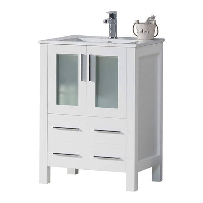 Blossom Sydney 24 Inch Vanity Base in White / Espresso / Metal Grey With Ceramic Sink, Ceramic Vessel Sink, Mirror - The Bath Vanities