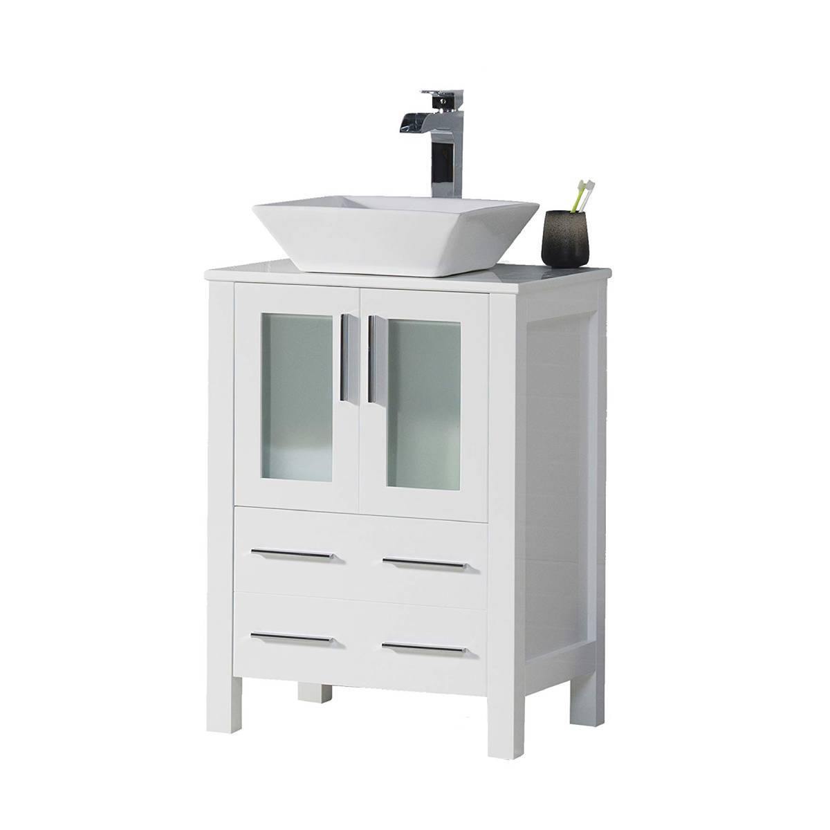 Blossom Sydney 24 Inch Vanity Base in White / Espresso / Metal Grey. Available with Ceramic Sink / Ceramic Sink + Mirror / Ceramic Vessel Sink / Ceramic Vessel Sink + Mirror - The Bath Vanities