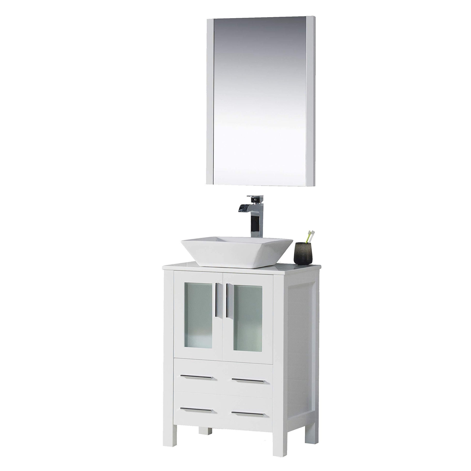 Blossom Sydney 24 Inch Vanity Base in White / Espresso / Metal Grey. Available with Ceramic Sink / Ceramic Sink + Mirror / Ceramic Vessel Sink / Ceramic Vessel Sink + Mirror - The Bath Vanities