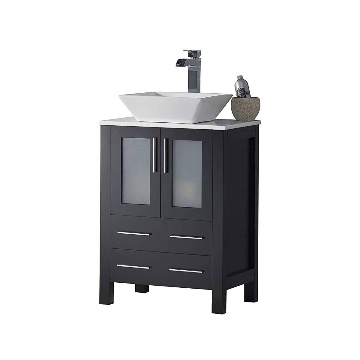 Blossom Sydney 24 Inch Vanity Base in White / Espresso / Metal Grey. Available with Ceramic Sink / Ceramic Sink + Mirror / Ceramic Vessel Sink / Ceramic Vessel Sink + Mirror - The Bath Vanities