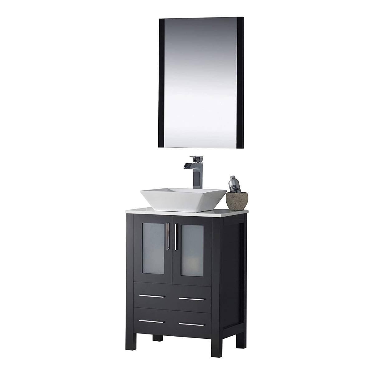 Blossom Sydney 24 Inch Vanity Base in White / Espresso / Metal Grey. Available with Ceramic Sink / Ceramic Sink + Mirror / Ceramic Vessel Sink / Ceramic Vessel Sink + Mirror - The Bath Vanities