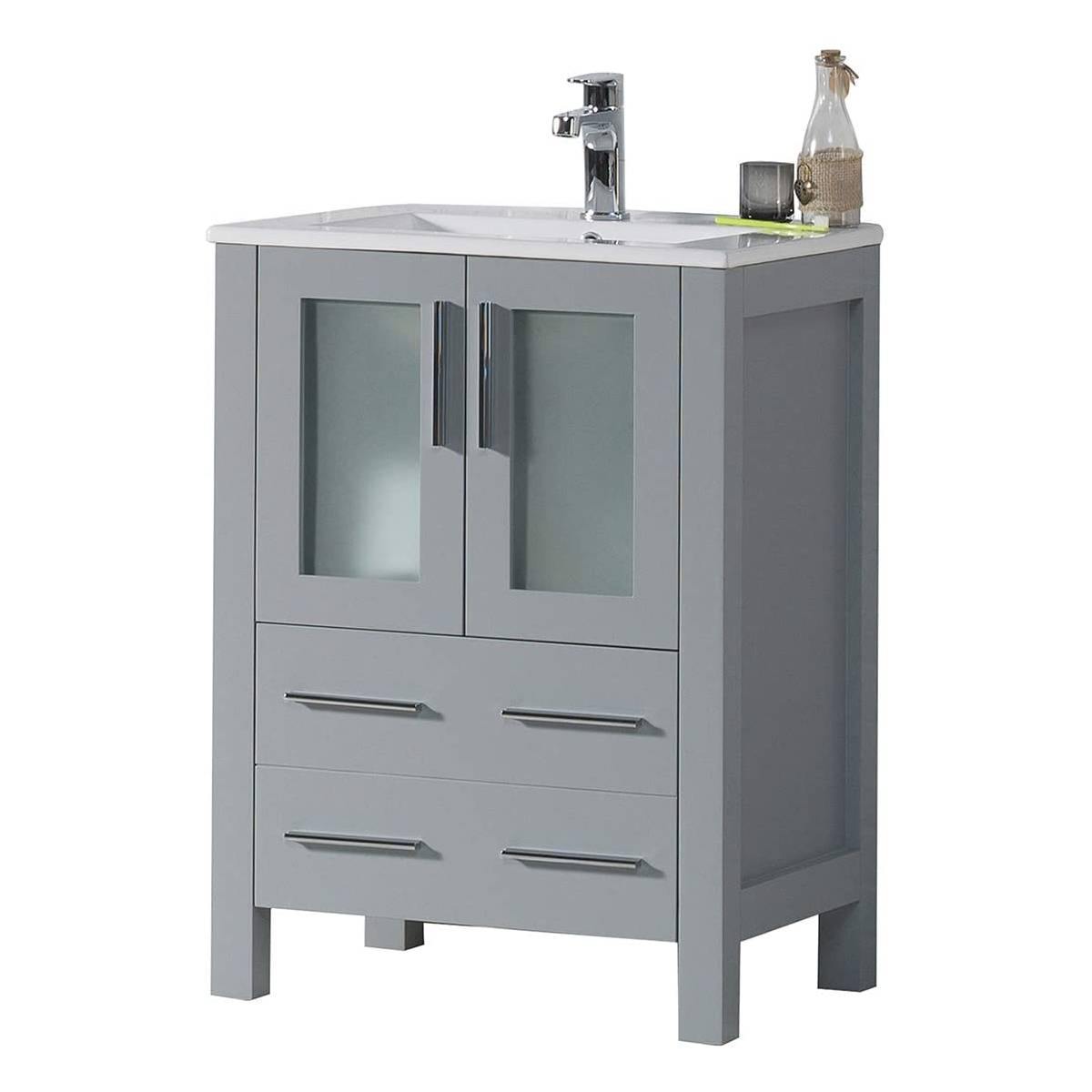 Blossom Sydney 24 Inch Vanity Base in White / Espresso / Metal Grey. Available with Ceramic Sink / Ceramic Sink + Mirror / Ceramic Vessel Sink / Ceramic Vessel Sink + Mirror - The Bath Vanities