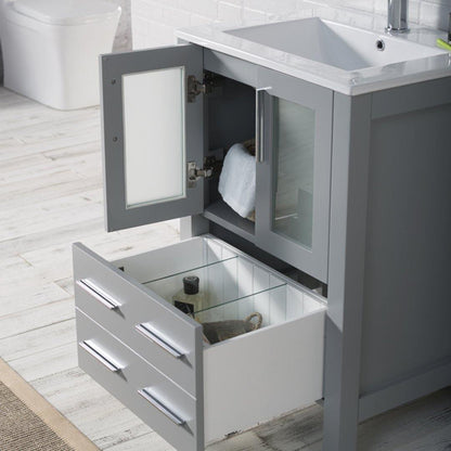 Blossom Sydney 24 Inch Vanity Base in White / Espresso / Metal Grey. Available with Ceramic Sink / Ceramic Sink + Mirror / Ceramic Vessel Sink / Ceramic Vessel Sink + Mirror - The Bath Vanities