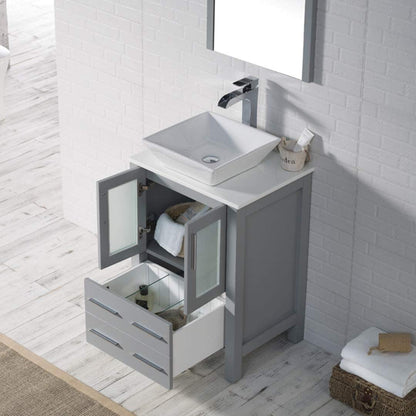 Blossom Sydney 24 Inch Vanity Base in White / Espresso / Metal Grey. Available with Ceramic Sink / Ceramic Sink + Mirror / Ceramic Vessel Sink / Ceramic Vessel Sink + Mirror - The Bath Vanities