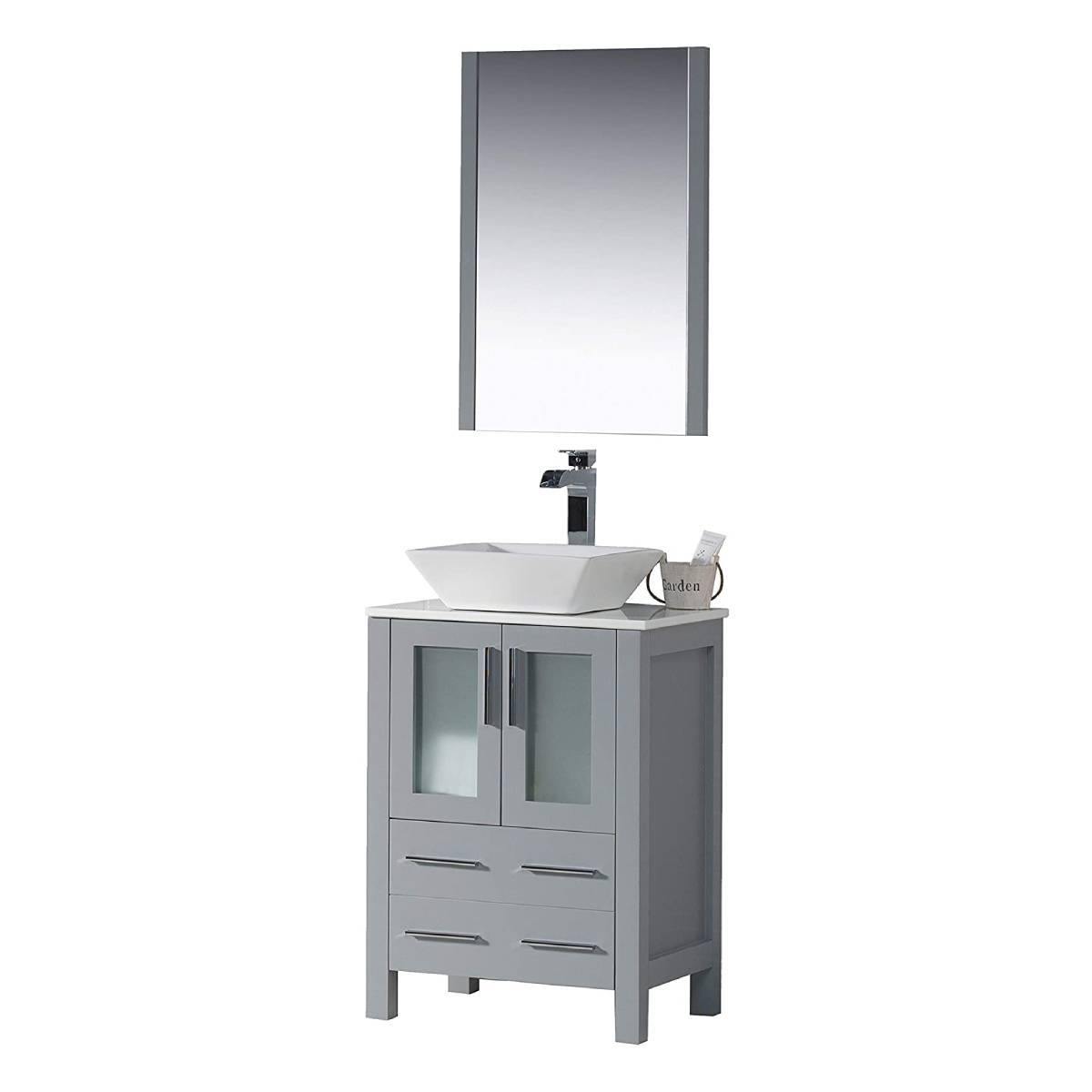 Blossom Sydney 24 Inch Vanity Base in White / Espresso / Metal Grey. Available with Ceramic Sink / Ceramic Sink + Mirror / Ceramic Vessel Sink / Ceramic Vessel Sink + Mirror - The Bath Vanities