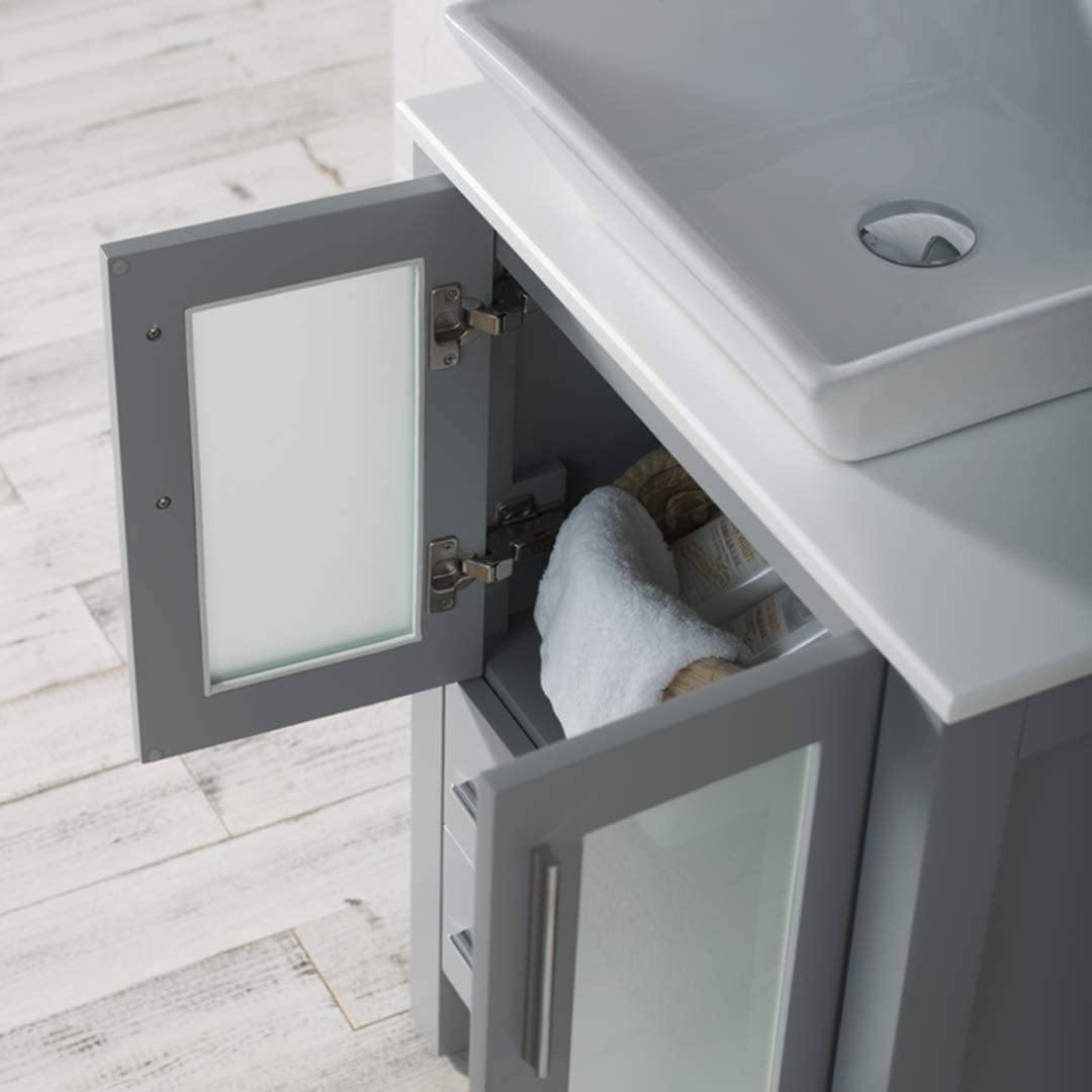 Blossom Sydney 30 Inch Vanity Base in White / Espresso / Metal Grey. Available with Ceramic Sink / Ceramic Sink + Mirror / Ceramic Vessel Sink / Ceramic Vessel Sink + Mirror - The Bath Vanities