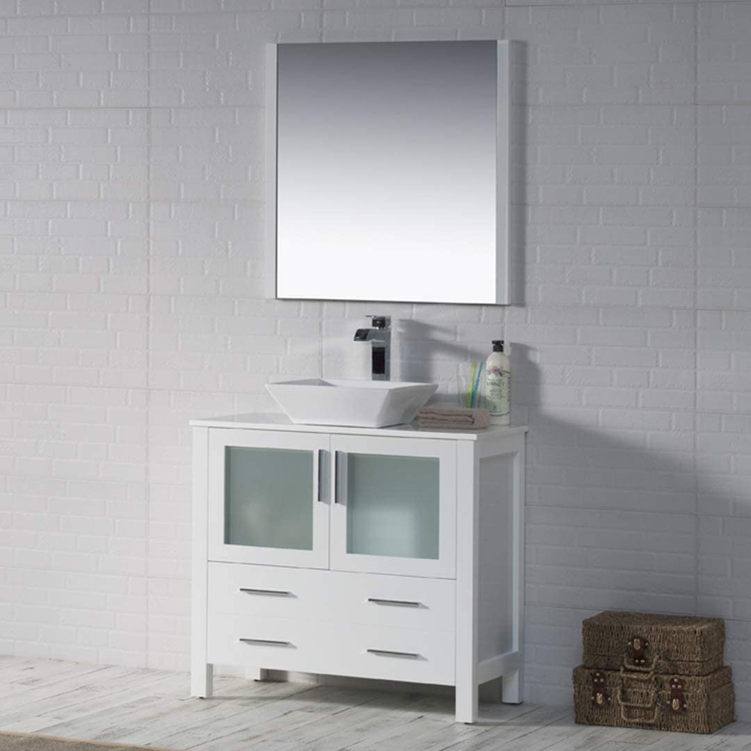 Blossom Sydney 36" Vanity, Ceramic / Ceramic Vessel Sink, Mirror