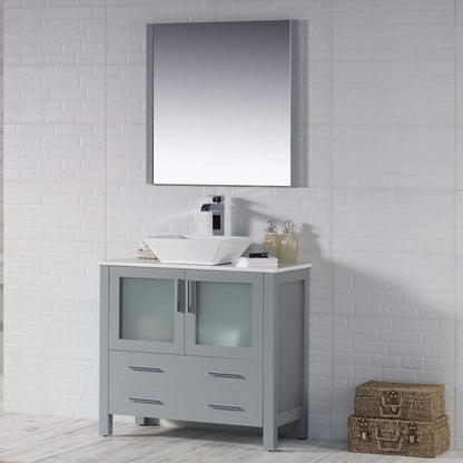 Blossom Sydney 36" Vanity, Ceramic / Ceramic Vessel Sink, Mirror