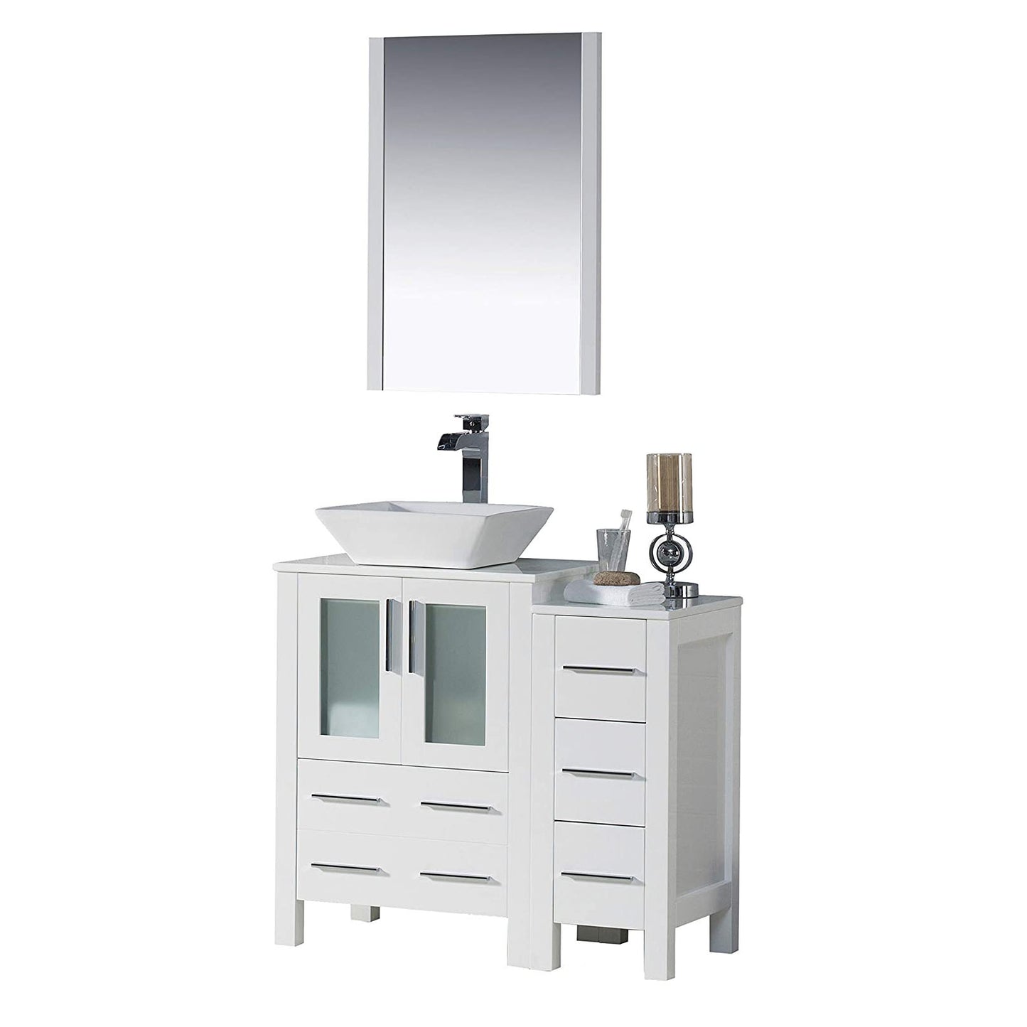 Blossom Sydney 36" Vanity set, Side Cabinet, Vessel Sink, Mirror