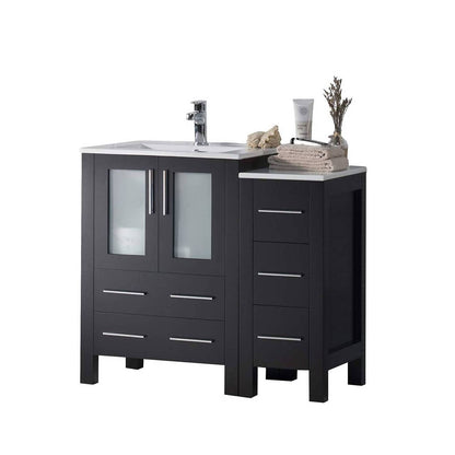 Blossom Sydney 36" Vanity set, Side Cabinet, Vessel Sink, Mirror