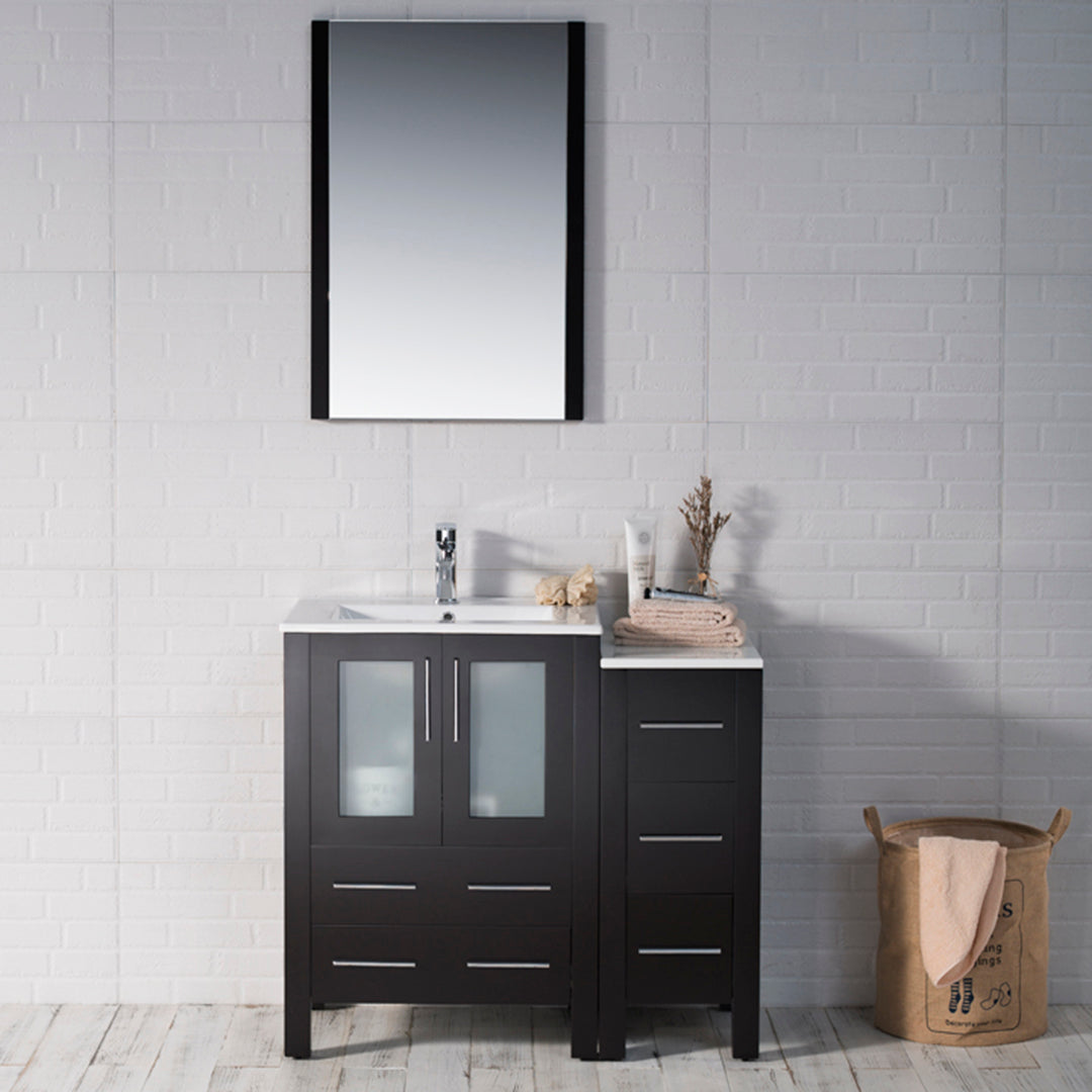 Blossom Sydney 36" Vanity set, Side Cabinet, Vessel Sink, Mirror