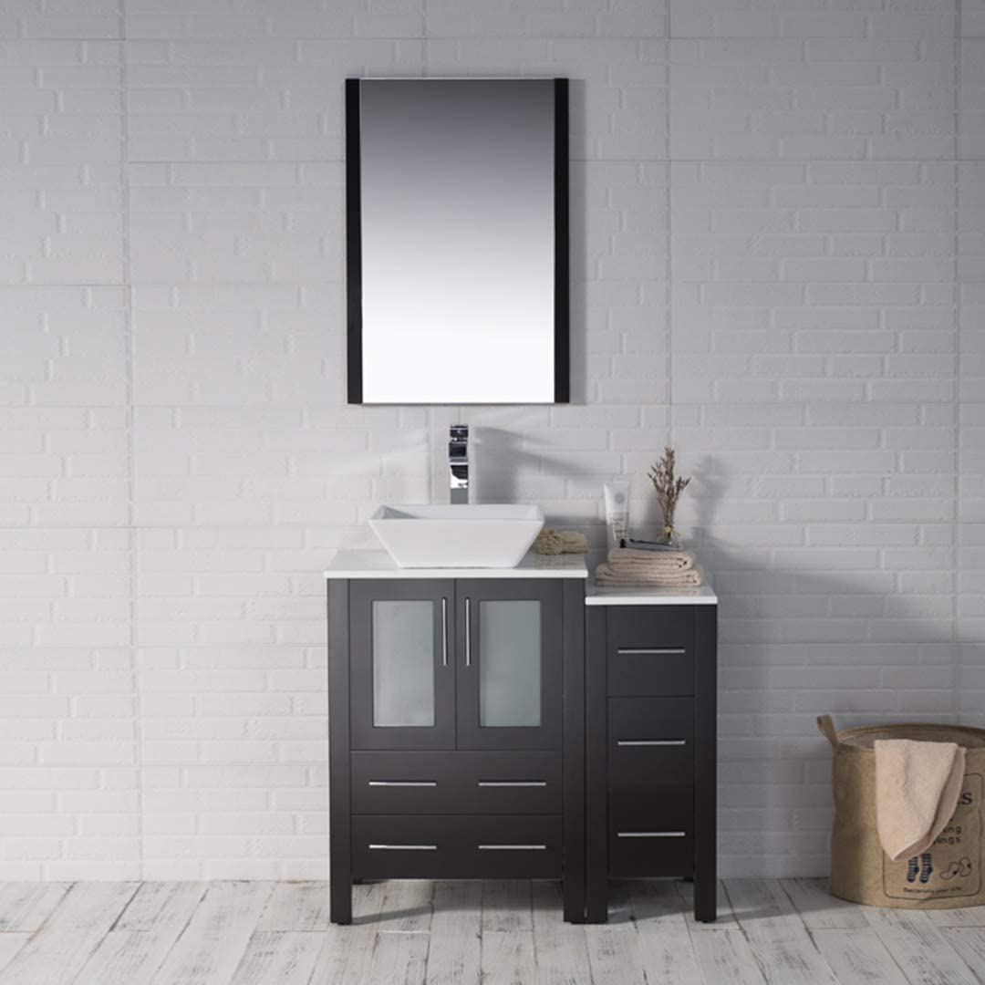 Blossom Sydney 36" Vanity set, Side Cabinet, Vessel Sink, Mirror