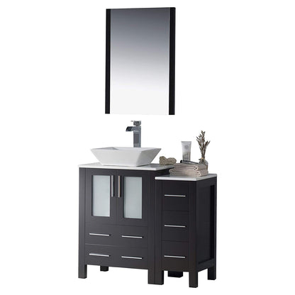 Blossom Sydney 36" Vanity set, Side Cabinet, Vessel Sink, Mirror