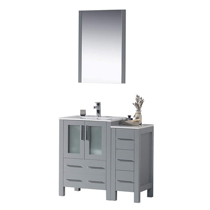 Blossom Sydney 36" Vanity set, Side Cabinet, Vessel Sink, Mirror