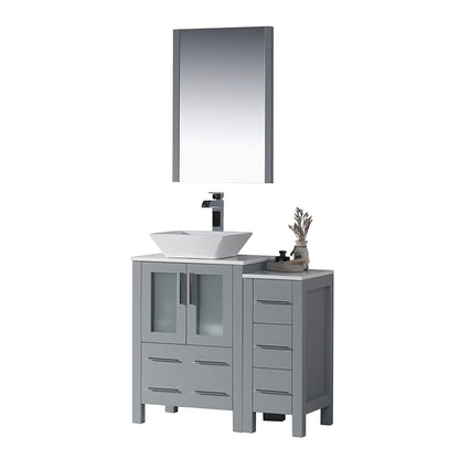 Blossom Sydney 36" Vanity set, Side Cabinet, Vessel Sink, Mirror