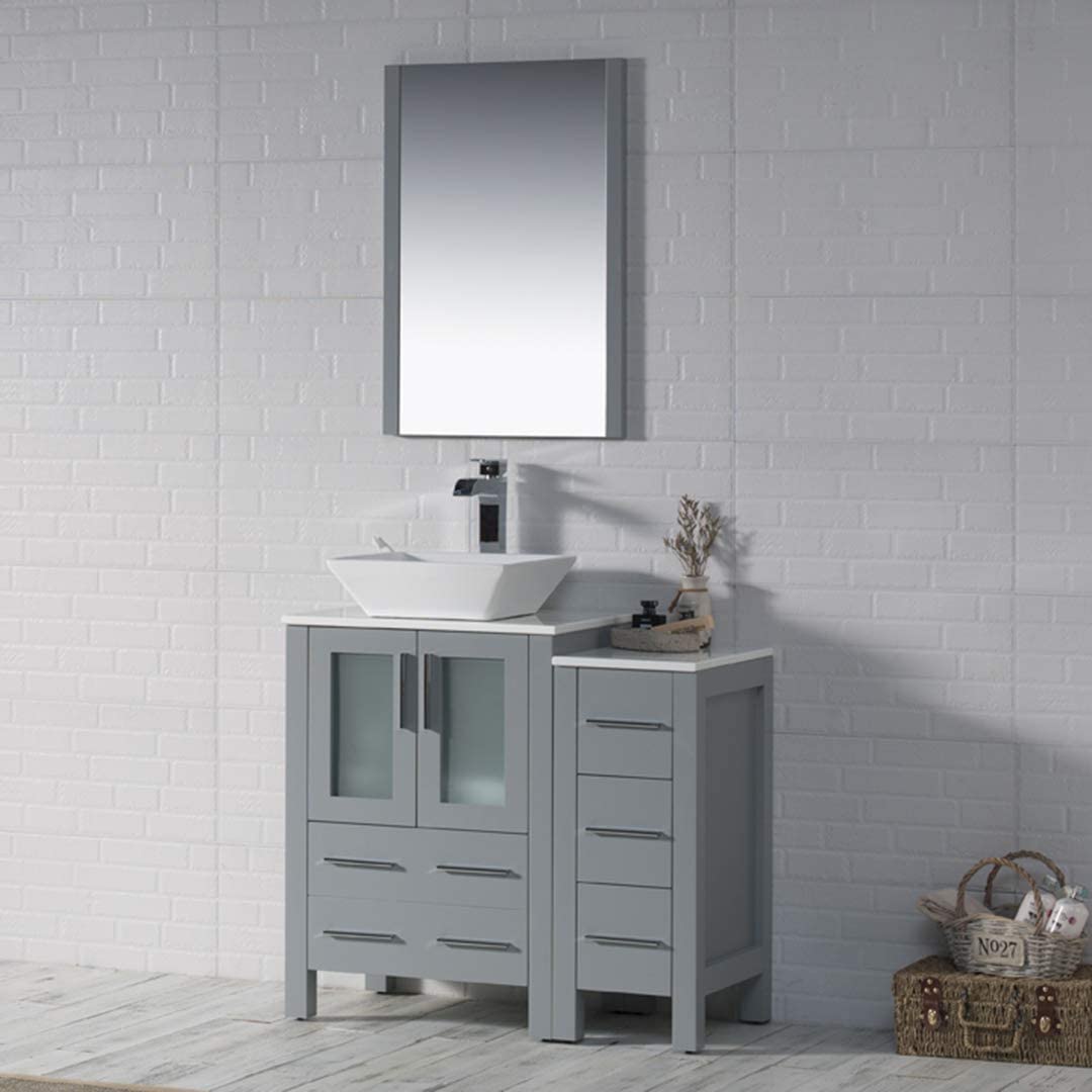 Blossom Sydney 36" Vanity set, Side Cabinet, Vessel Sink, Mirror