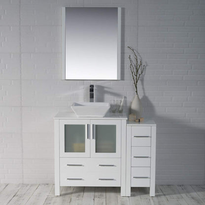 Blossom Sydney 42" Vanity set, Side Cabinet, Vessel Sink, Mirror