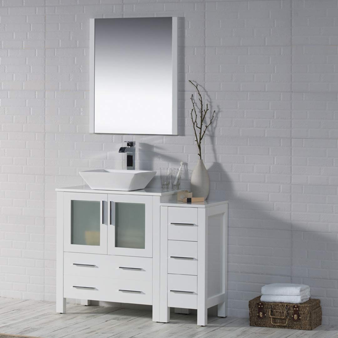 Blossom Sydney 42" Vanity set, Side Cabinet, Vessel Sink, Mirror