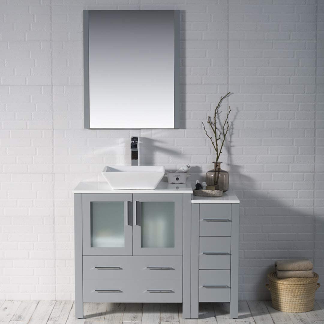 Blossom Sydney 42" Vanity set, Side Cabinet, Vessel Sink, Mirror