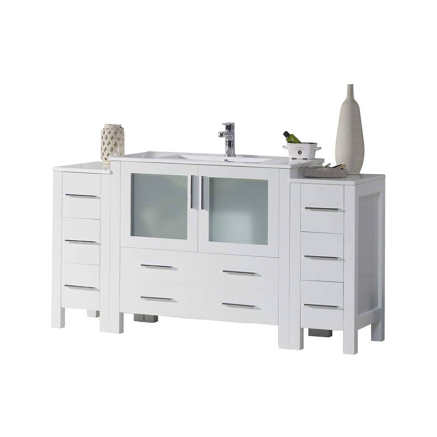 Blossom Sydney 60" Vanity, White, Espresso, Metal Grey, Side Cabinet