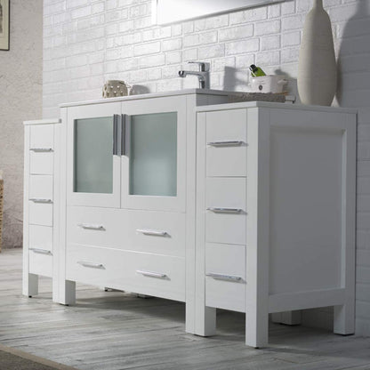 Blossom Sydney 60" Vanity, White, Espresso, Metal Grey, Side Cabinet