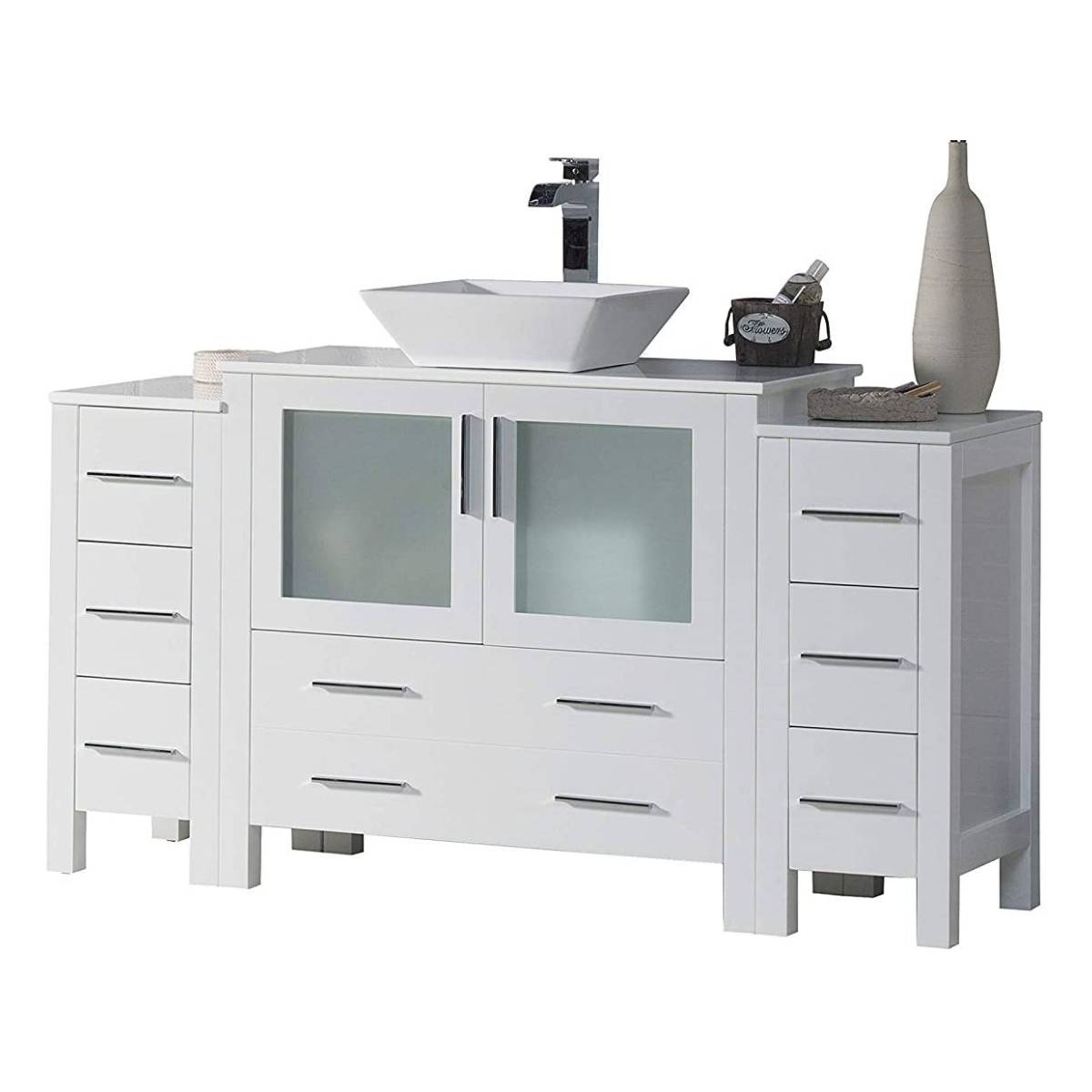 Blossom Sydney 60" Vanity, White, Espresso, Metal Grey, Side Cabinet