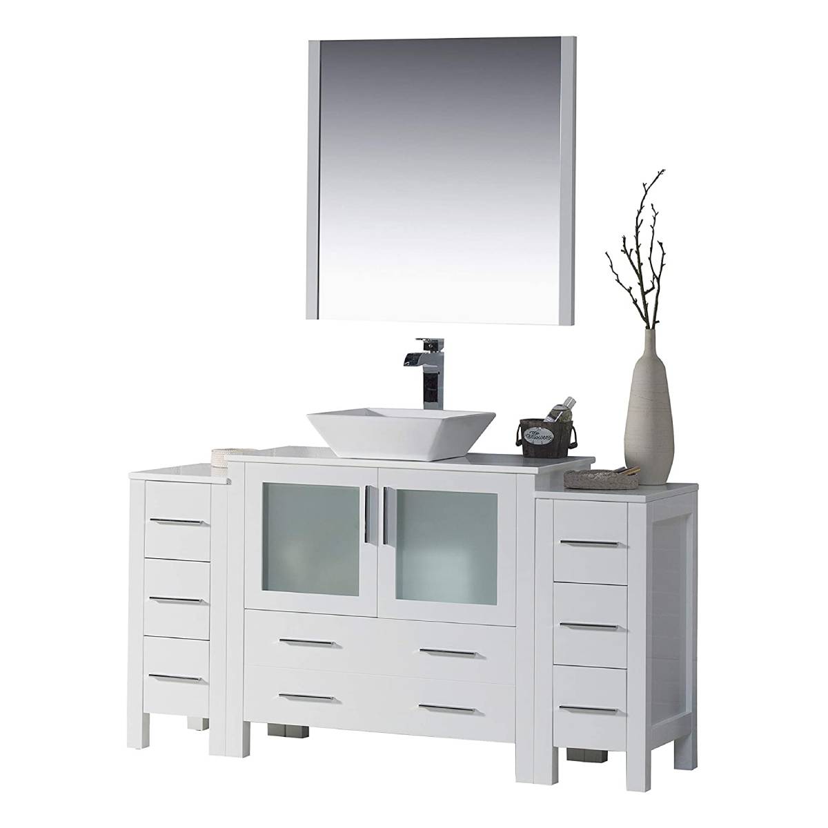 Blossom Sydney 60" Vanity, White, Espresso, Metal Grey, Side Cabinet