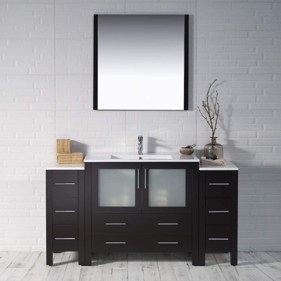 Blossom Sydney 60" Vanity, White, Espresso, Metal Grey, Side Cabinet