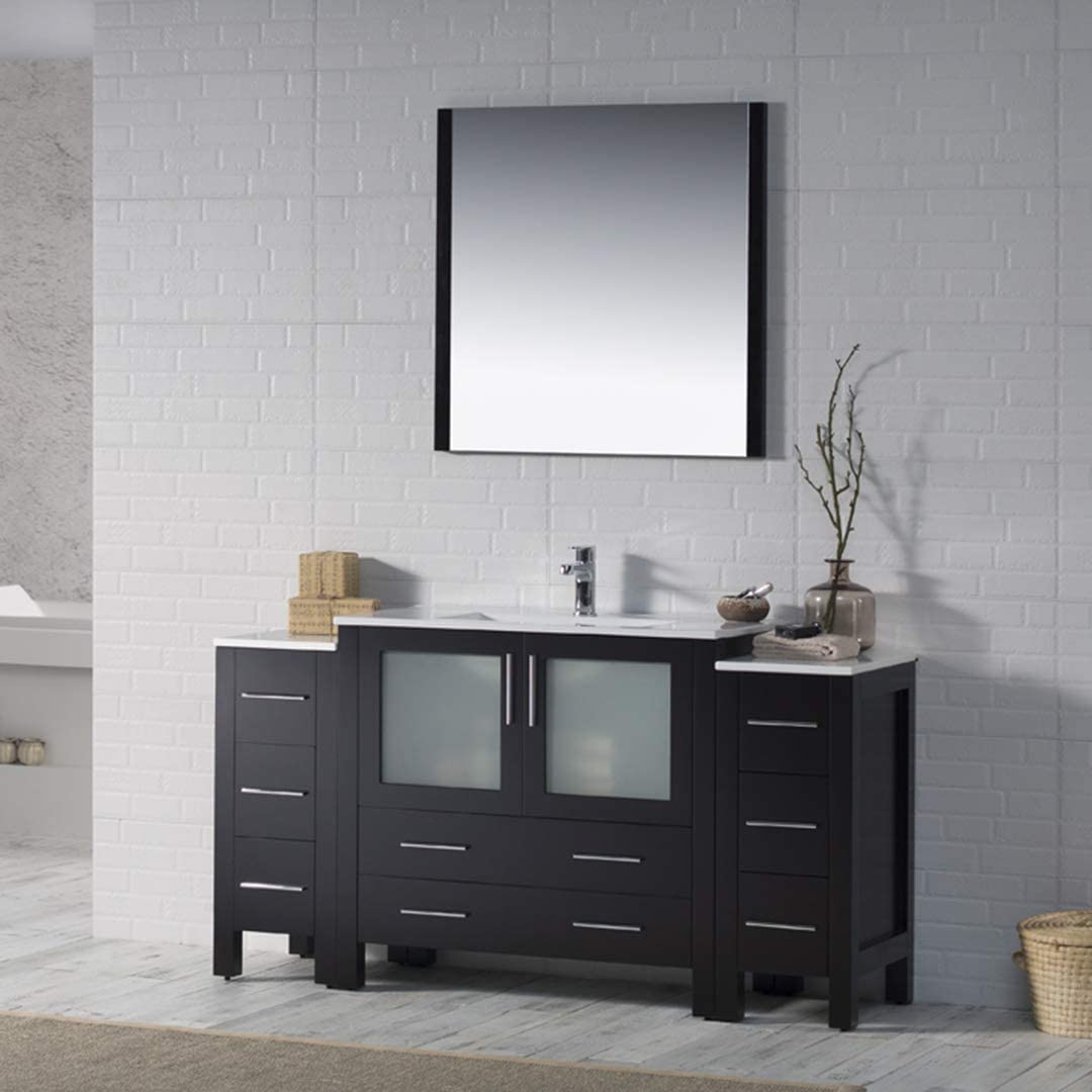 Blossom Sydney 60" Vanity, White, Espresso, Metal Grey, Side Cabinet