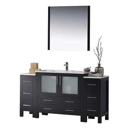 Blossom Sydney 60" Vanity, White, Espresso, Metal Grey, Side Cabinet