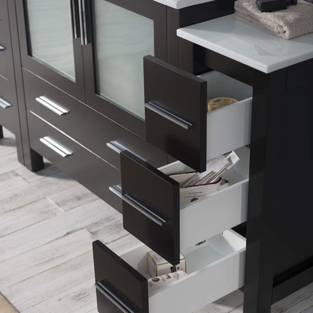 Blossom Sydney 60" Vanity, White, Espresso, Metal Grey, Side Cabinet