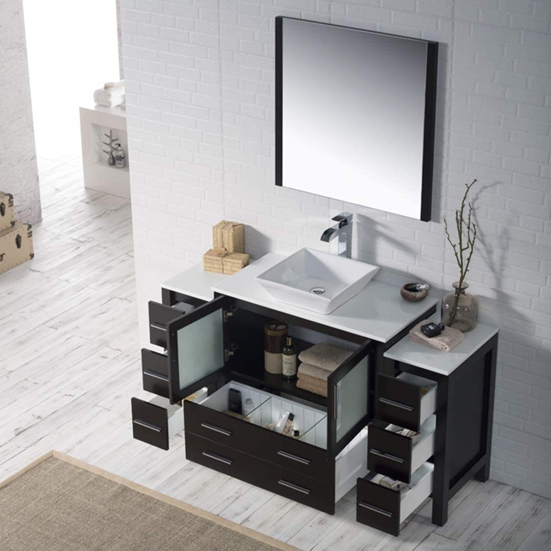 Blossom Sydney 60" Vanity, White, Espresso, Metal Grey, Side Cabinet