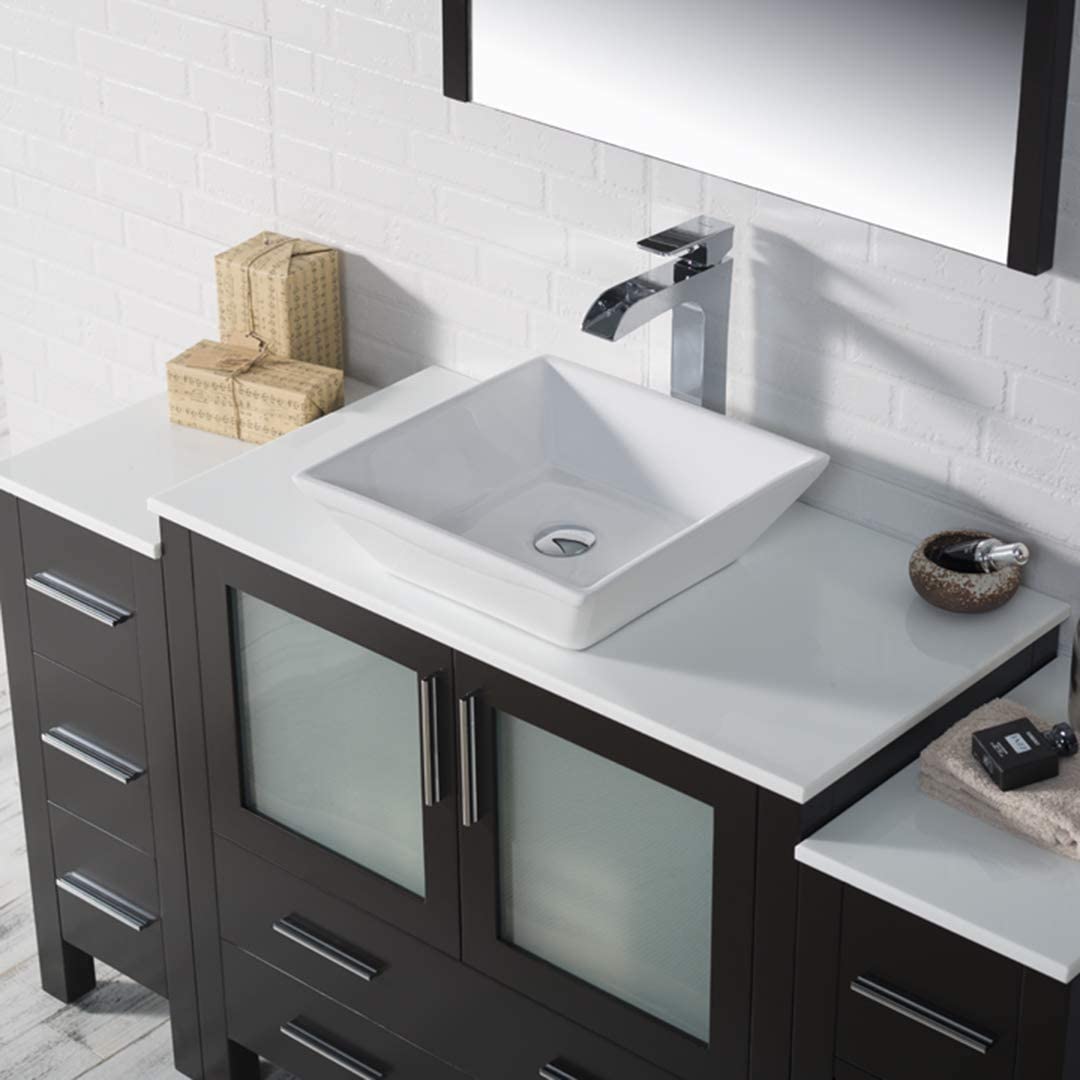 Blossom Sydney 60" Vanity, White, Espresso, Metal Grey, Side Cabinet