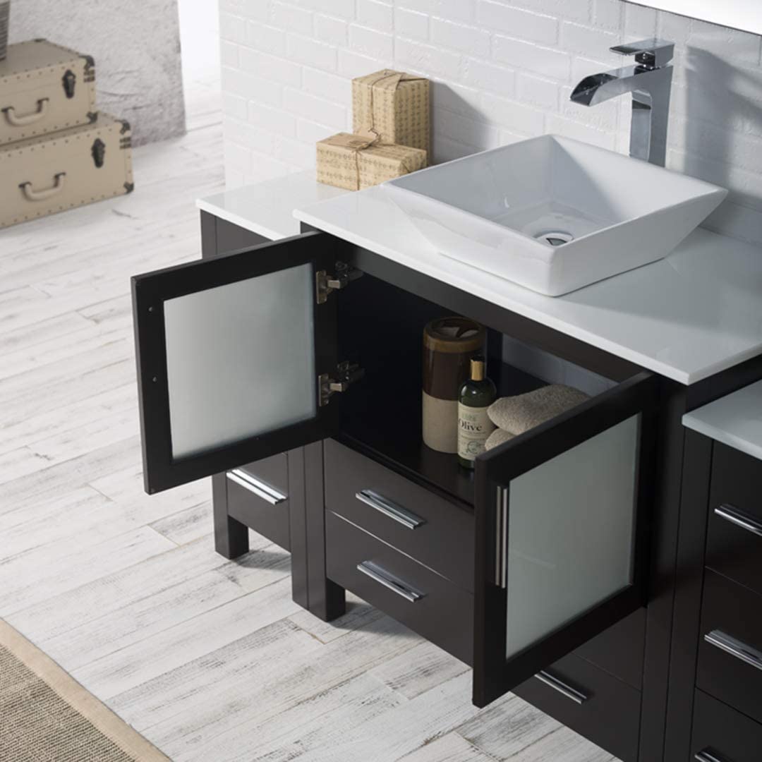 Blossom Sydney 60" Vanity, White, Espresso, Metal Grey, Side Cabinet