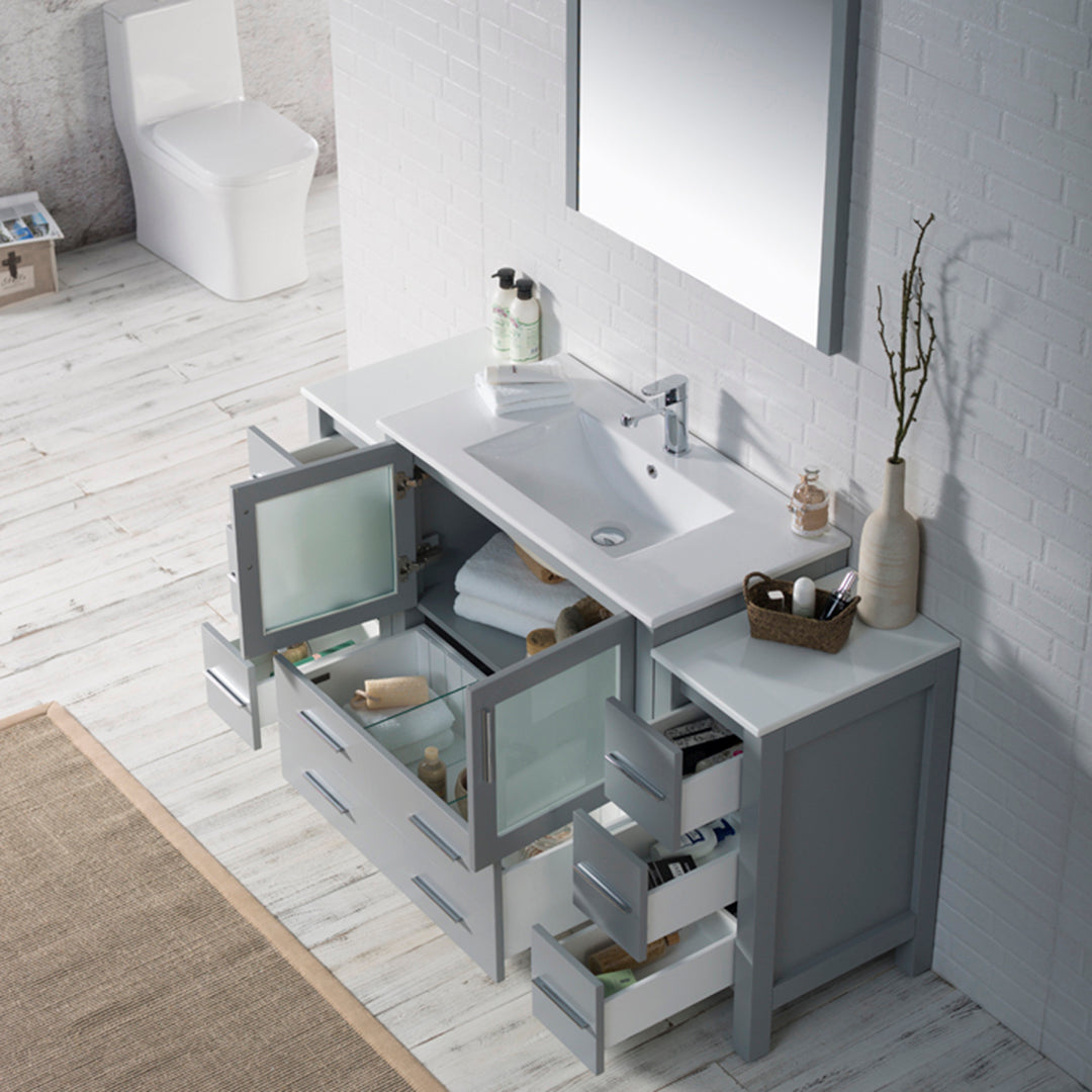 Blossom Sydney 60" Vanity, White, Espresso, Metal Grey, Side Cabinet